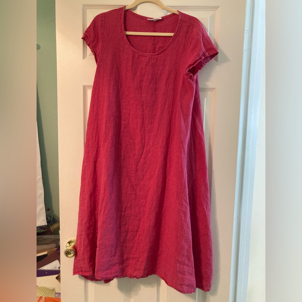 Bryn Walker Flowy Raspberry Linen Dress